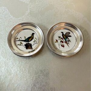 Vintage Sterling silver Frank M. Whiting Pheasant coasters